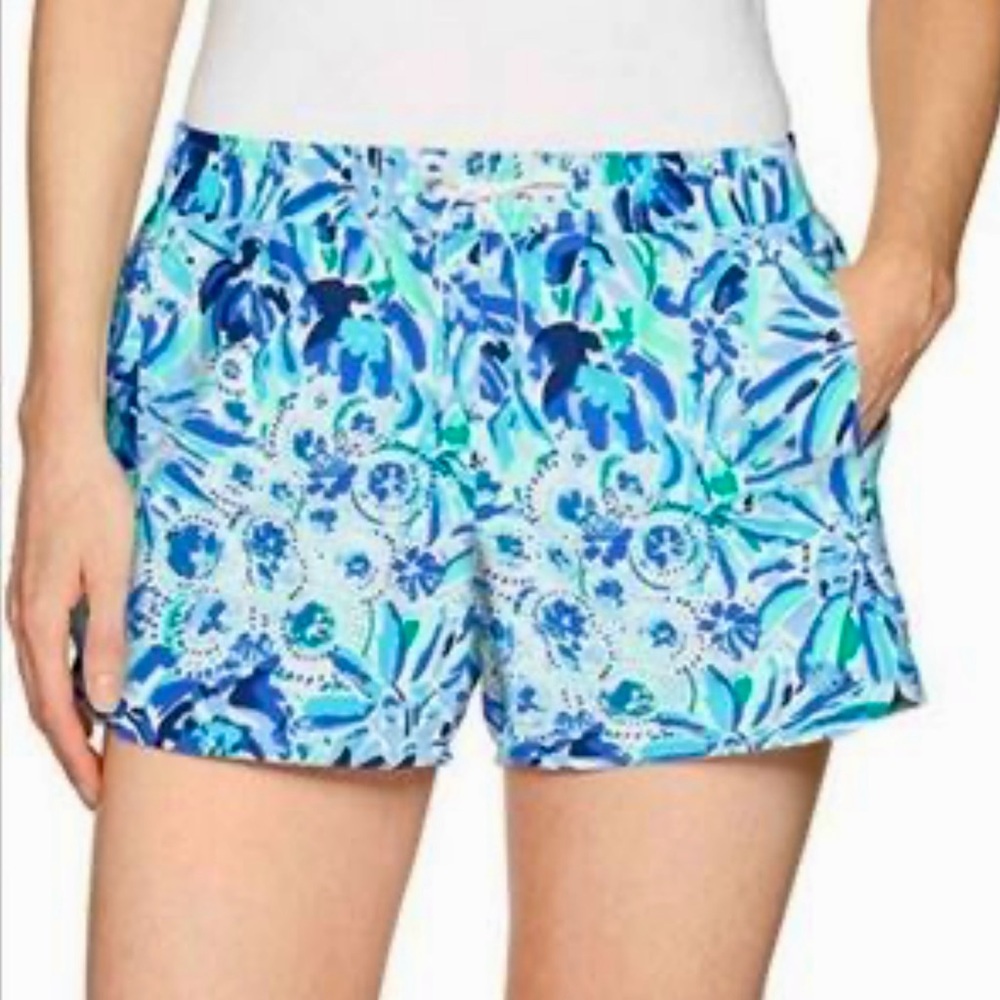 LILLY PULITZER Womans Run Around Shorts Iris Blue Shorts